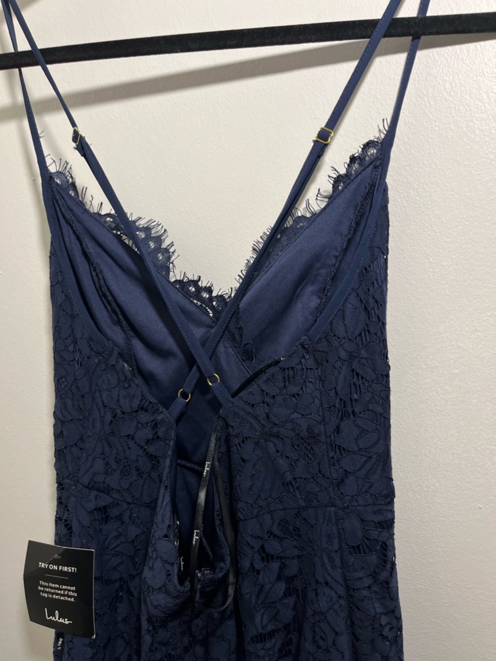 Lulu's Flirting with Desire Navy Blue Lace Bodycon Dress NWT - Picture 9 of 13